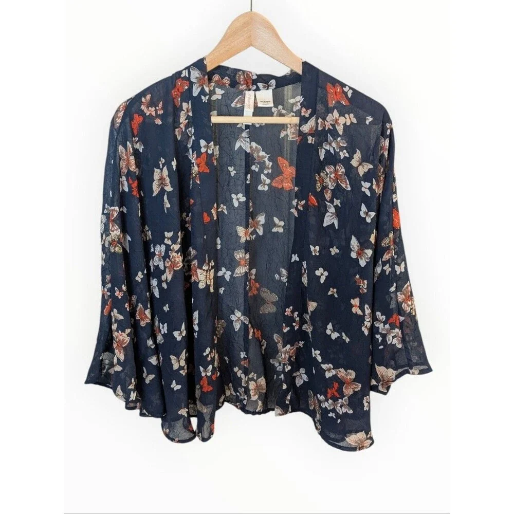 Sheer Butterfly Kimono Boho Cardigan Small